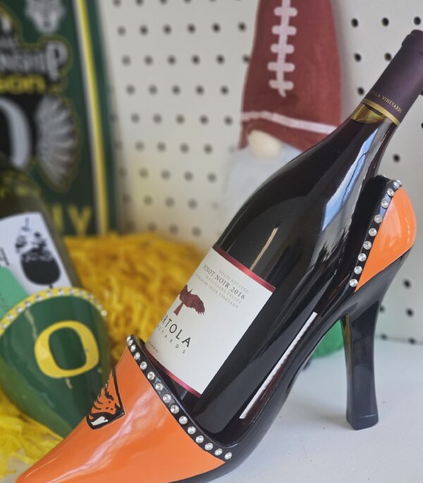 Oregon Beaver Shoe and Bottle of Wine.